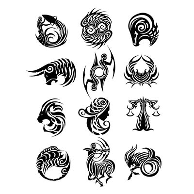 Black Tribal Zodiac Designs Water Transfer Temporary Tattoo(fake Tattoo) Stickers NO.11743